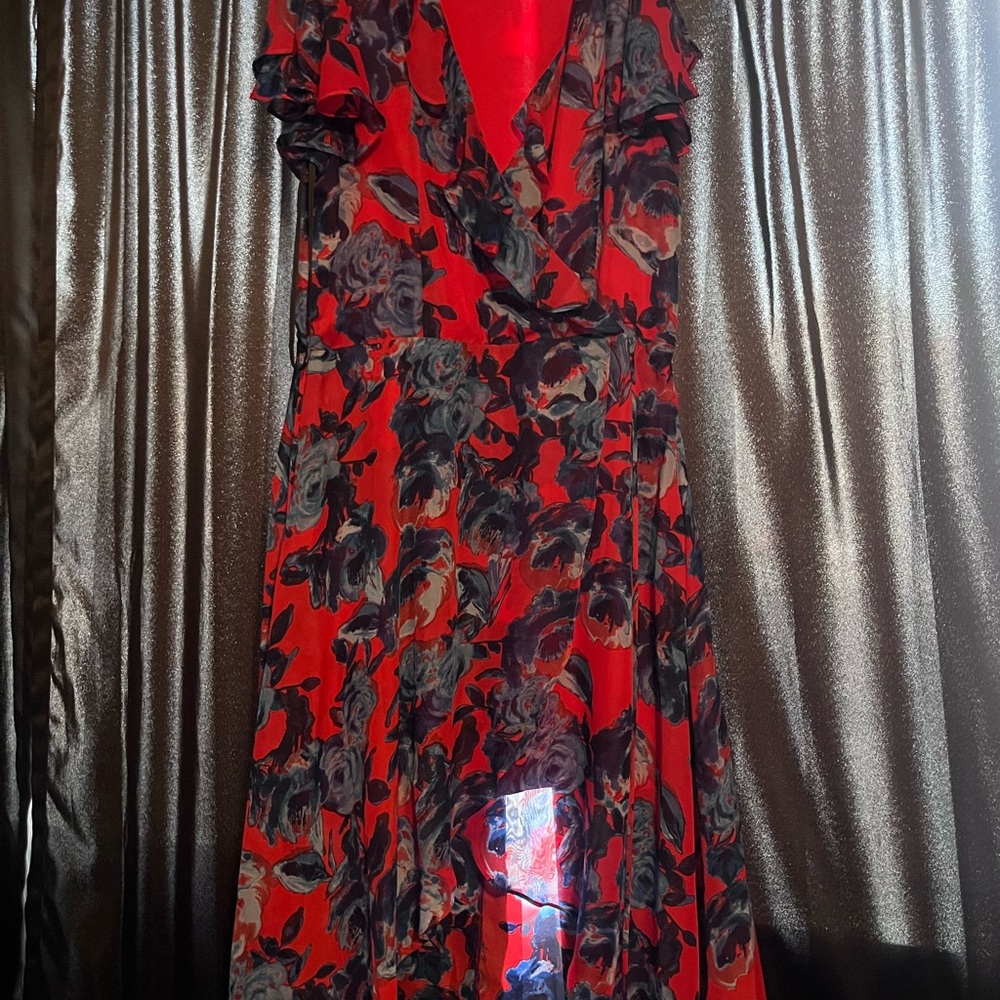 julia jordan Red and blue Floral Wrap Maxi Dress